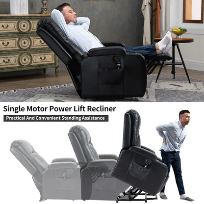 Massage Heat Power Lift Recliner Chair, USB Port, Dual Cup Holders