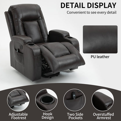 Massage Heat Power Lift Recliner Chair, USB Port, Dual Cup Holders