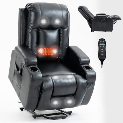 Massage Heat Power Lift Recliner Chair, USB Port, Dual Cup Holders