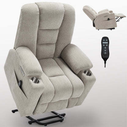 Massage Heat Power Lift Recliner Chair,2 Cup Holders,USB,Type C,Remote