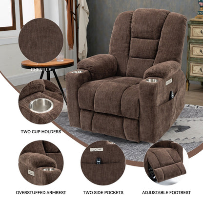 Massage Heat Power Lift Recliner Chair,2 Cup Holders,USB,Type C,Remote