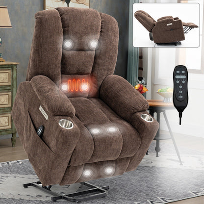 Massage Heat Power Lift Recliner Chair,2 Cup Holders,USB,Type C,Remote