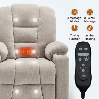 Massage Heat Power Lift Recliner Chair,2 Cup Holders,USB,Type C,Remote
