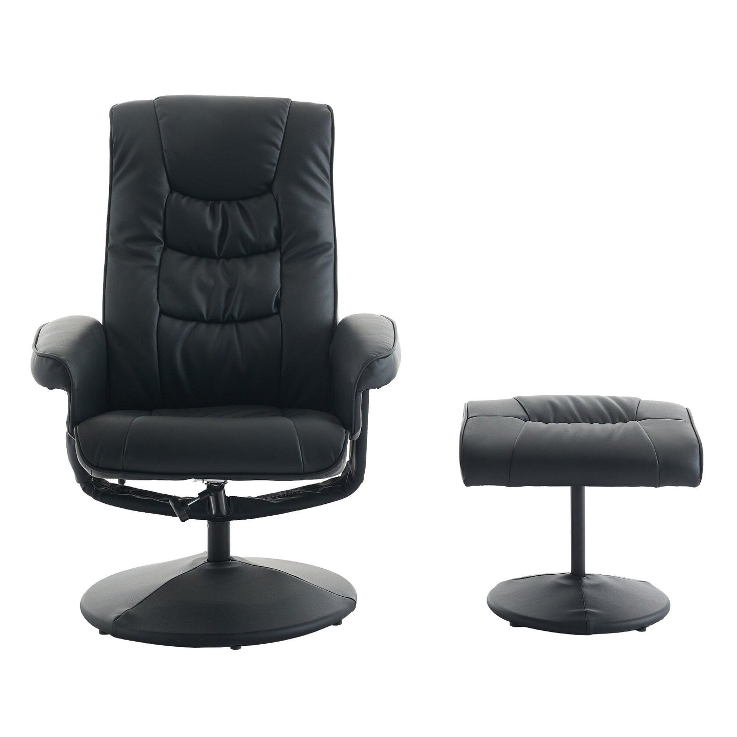 Massage Heated Lounge Chair 360Â° Swivel Recliner Chair Adjustable PU Leather Seat with Ottoman and 5 Point Vibration