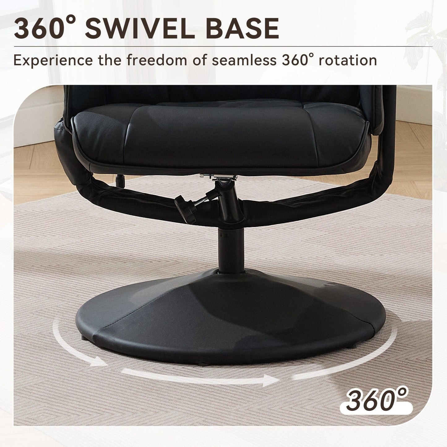 Massage Heated Lounge Chair 360Â° Swivel Recliner Chair Adjustable PU Leather Seat with Ottoman and 5 Point Vibration