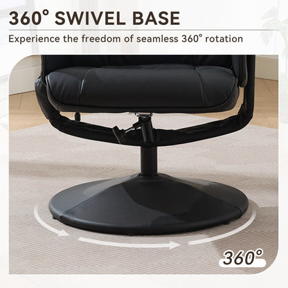 Massage Heated Lounge Chair 360Â° Swivel Recliner Chair Adjustable PU Leather Seat with Ottoman and 5 Point Vibration