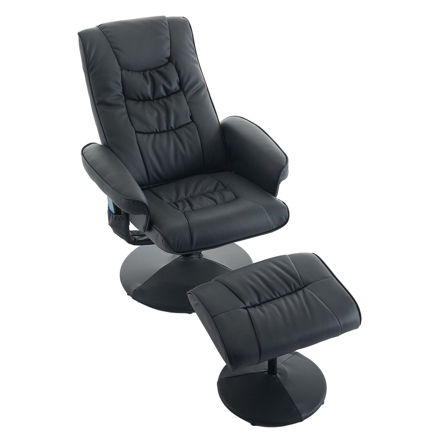 Massage Heated Lounge Chair 360Â° Swivel Recliner Chair Adjustable PU Leather Seat with Ottoman and 5 Point Vibration