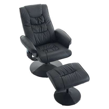 Massage Heated Lounge Chair 360Â° Swivel Recliner Chair Adjustable PU Leather Seat with Ottoman and 5 Point Vibration