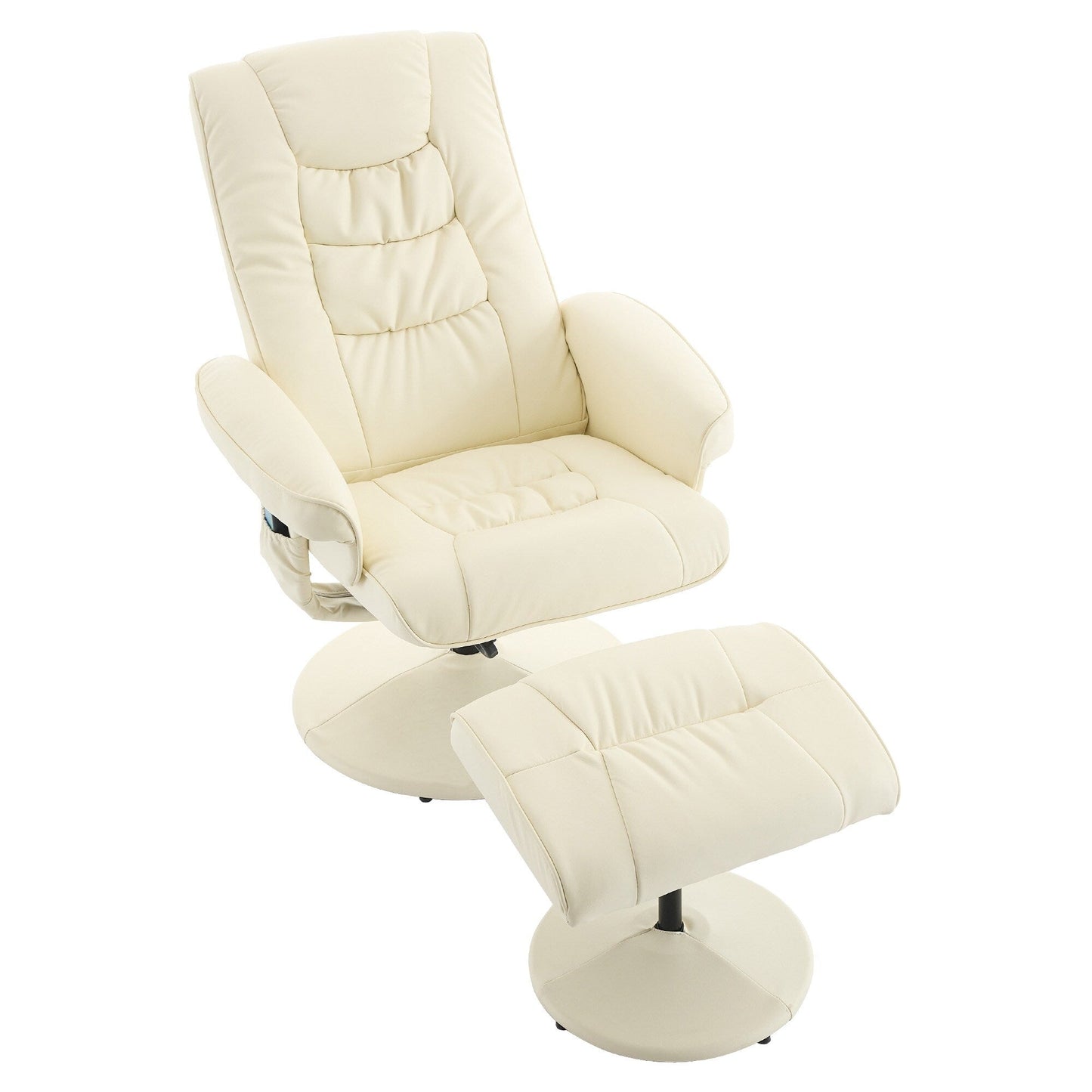 Massage Heated Lounge Chair 360Â° Swivel Recliner Chair Adjustable PU Leather Seat with Ottoman and 5 Point Vibration