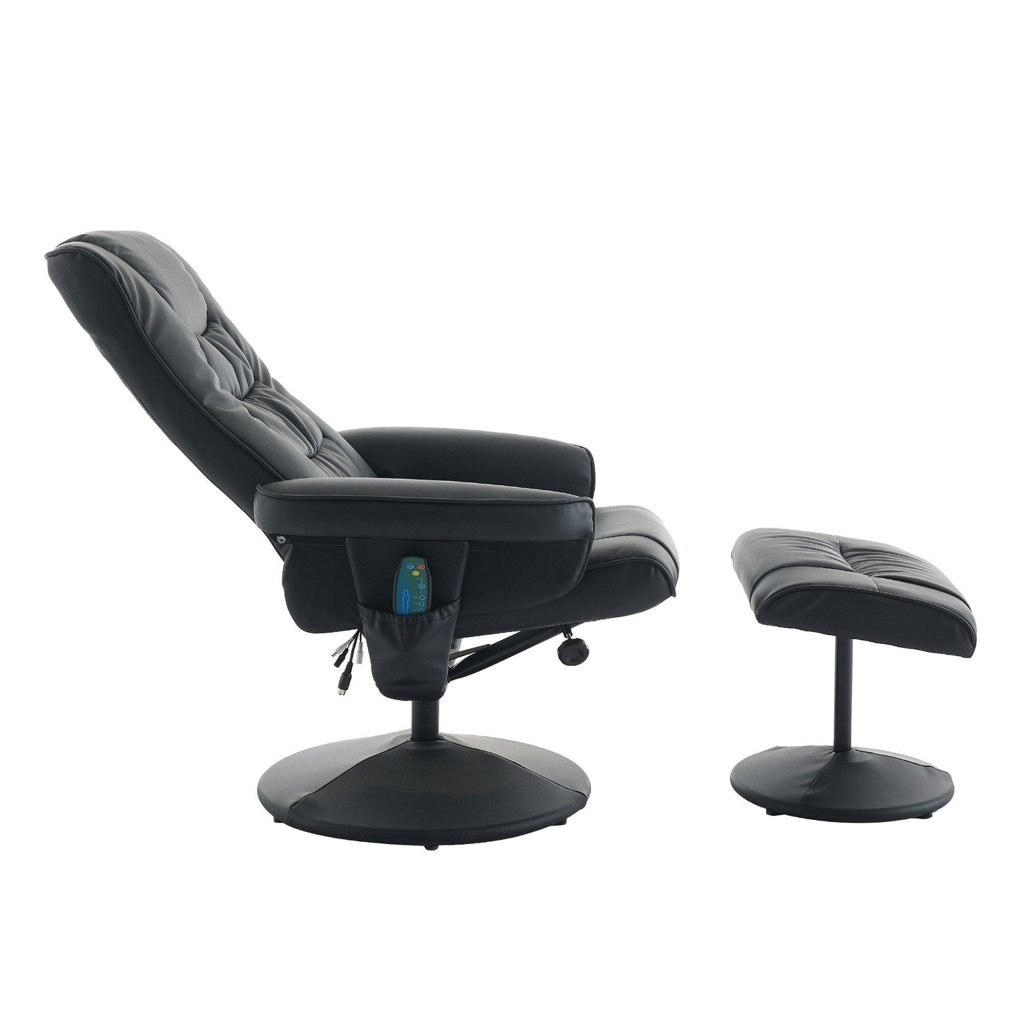 Massage Heated Lounge Chair 360Â° Swivel Recliner Chair Adjustable PU Leather Seat with Ottoman and 5 Point Vibration