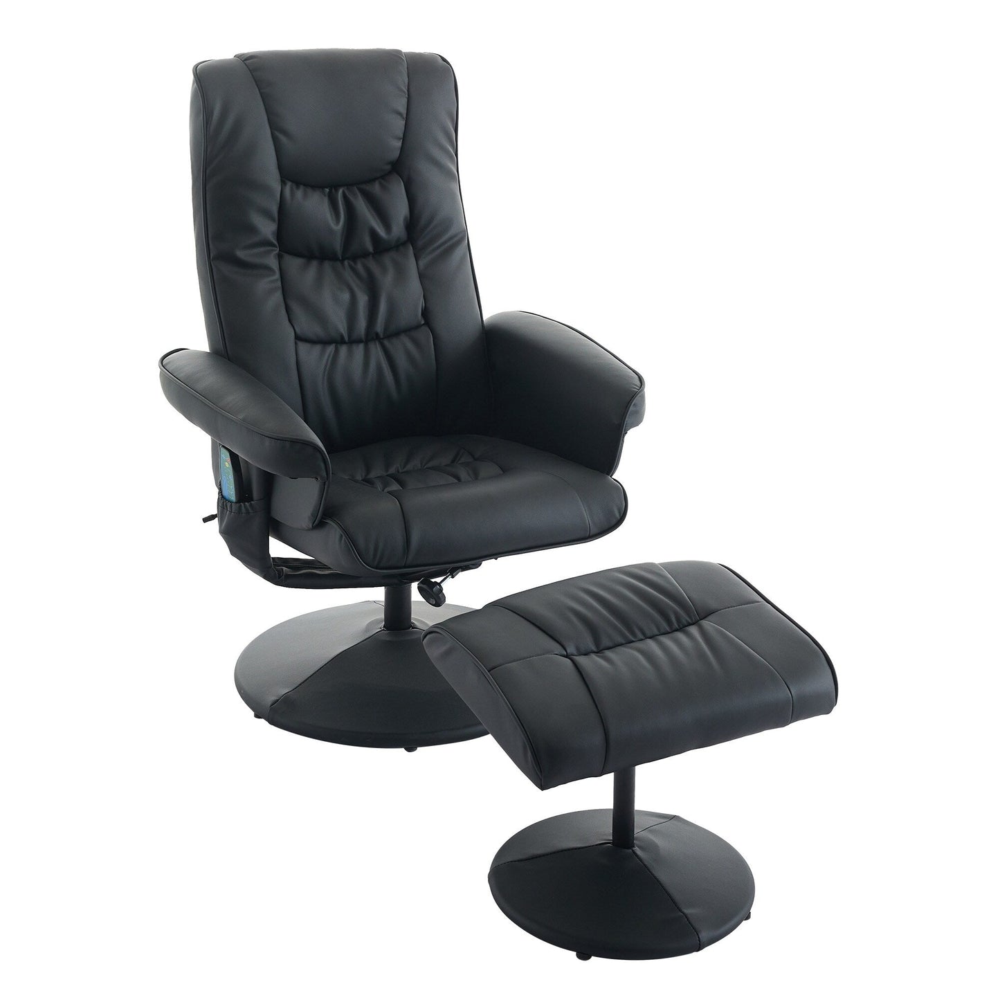 Massage Heated Lounge Chair 360Â° Swivel Recliner Chair Adjustable PU Leather Seat with Ottoman and 5 Point Vibration