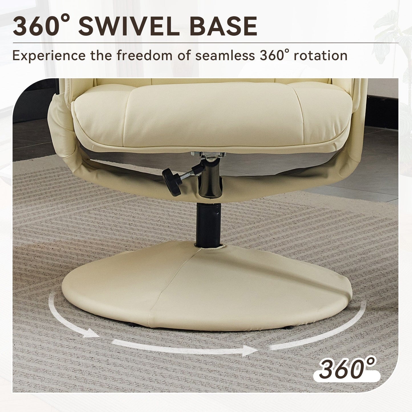Massage Heated Lounge Chair 360Â° Swivel Recliner Chair Adjustable PU Leather Seat with Ottoman and 5 Point Vibration