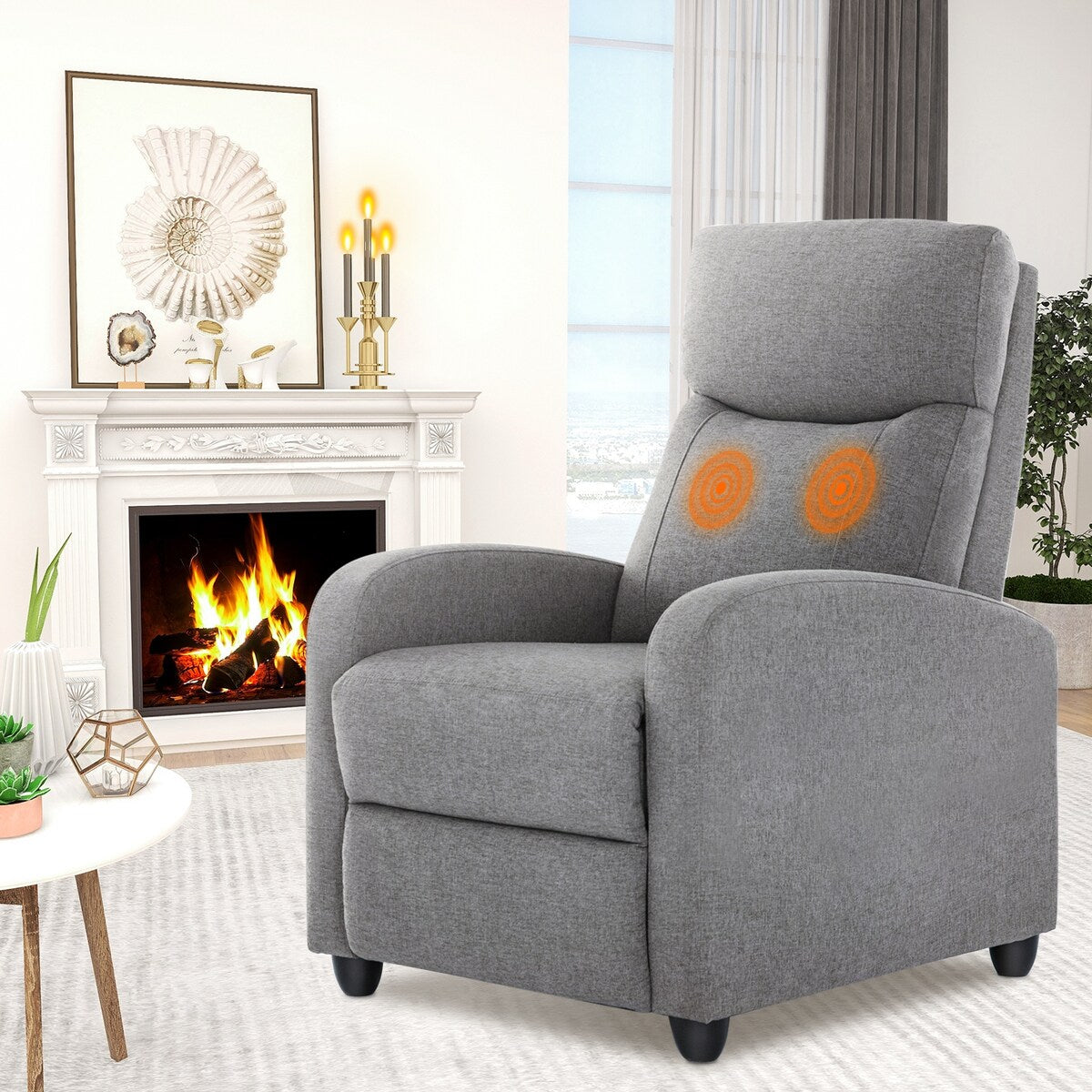 Massage Manual Recliner Sofa, Home Theater Seating with Lumbar Support, 8 Massage Modes