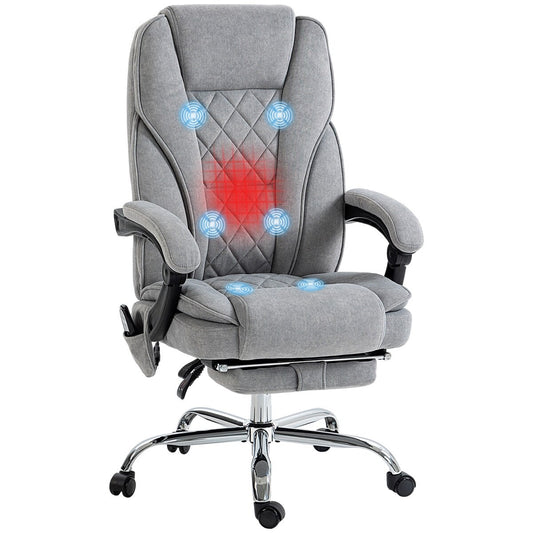 Massage Office Chair with 6 Vibration Points, Heated Reclining Computer Chair,Swivel Chair with Adjustable Height and Footrest