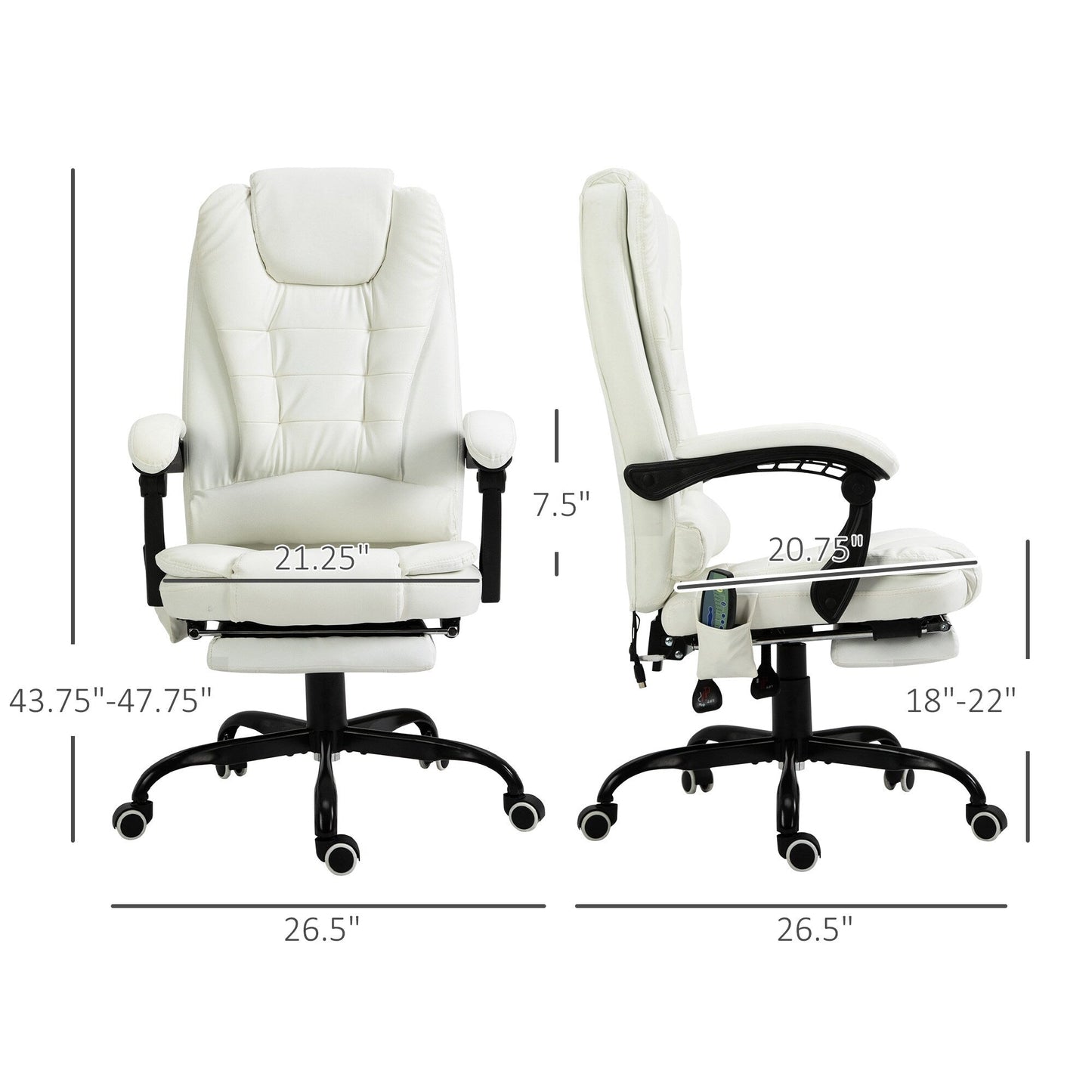 Massage Office Chair with 7 Vibrating Motors, 155° Recline, Footrest and PU Leather