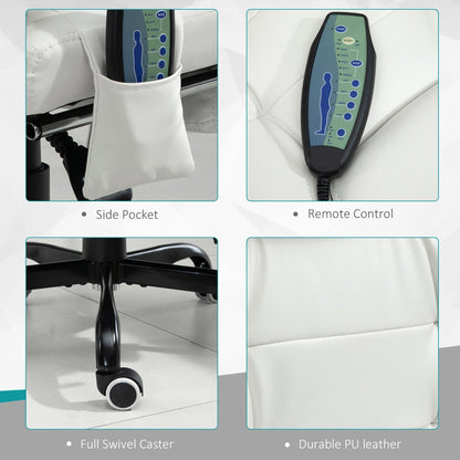 Massage Office Chair with 7 Vibrating Motors, 155° Recline, Footrest and PU Leather