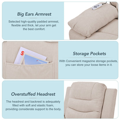 Massage Recliner Chair for Seniors-Power Lift,Adjustable Massage,Heating Features,Infinite Position Reclining,and Side Pocket