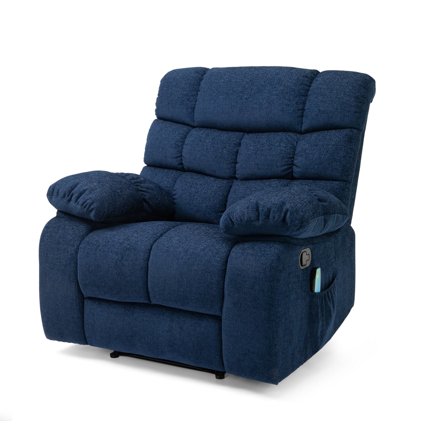 Massage Recliner Chair with 5 Modes, Adjustable, Pillowed Navy Blue