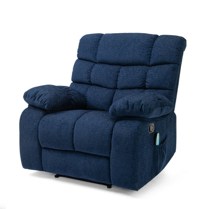 Massage Recliner Chair with 5 Modes, Adjustable, Pillowed Navy Blue