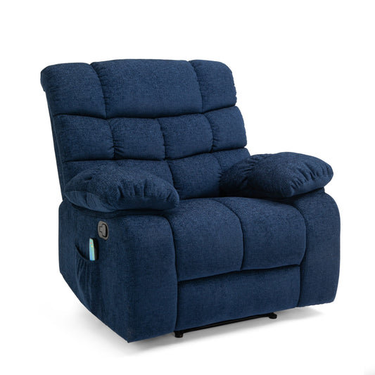 Massage Recliner Chair with 5 Modes, Adjustable, Pillowed Navy Blue