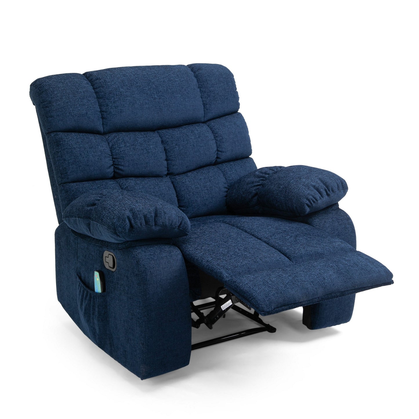 Massage Recliner Chair with 5 Modes, Adjustable, Pillowed Navy Blue
