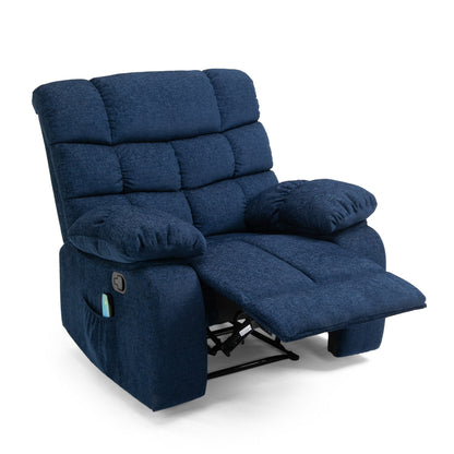 Massage Recliner Chair with 5 Modes, Adjustable, Pillowed Navy Blue