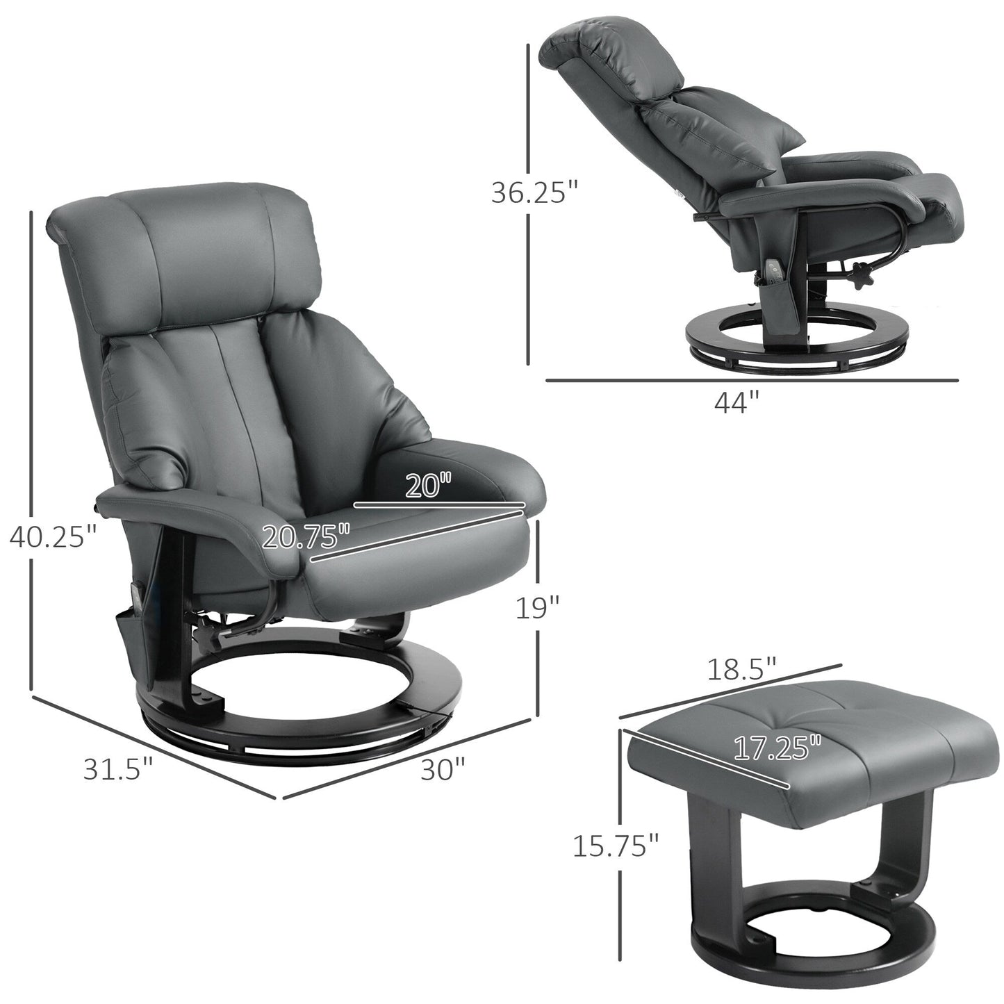 Massage Recliner Chair with Ottoman