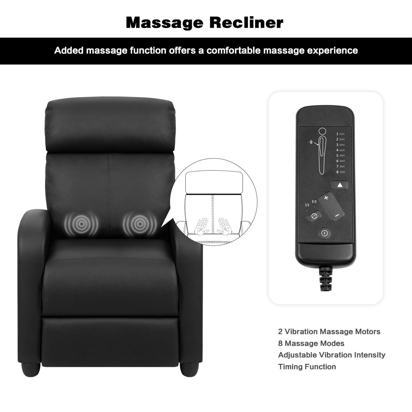 Homall Massage Recliner PU Faux Leather Home Theater Recliner with Padded Seat