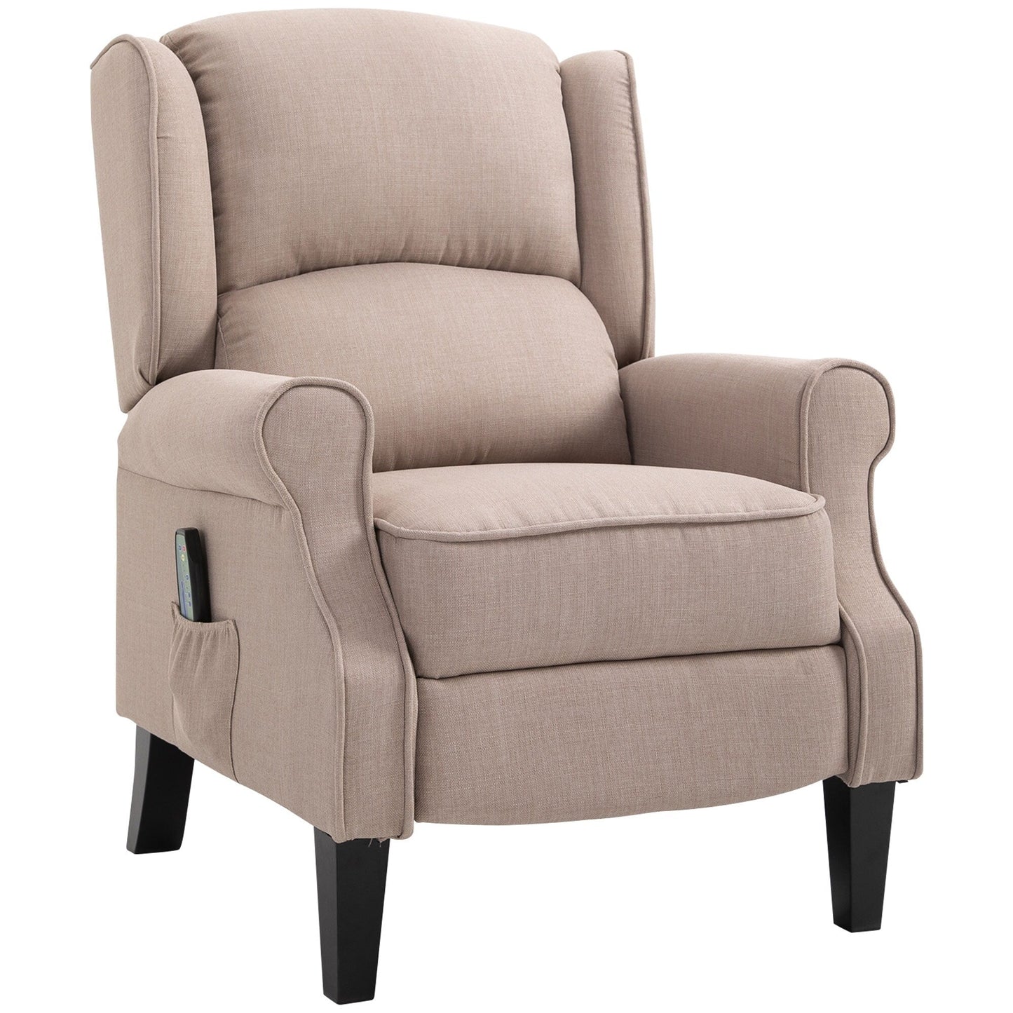 Massage Recliner Sofa with Heating, Adjustable Backrest, Wired Remote Control and Side Pocket Storage