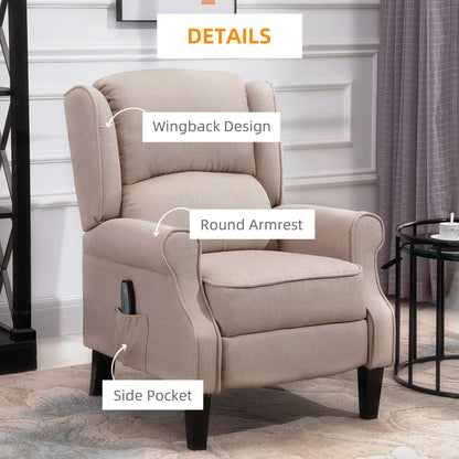 Massage Recliner Sofa with Heating, Adjustable Backrest, Wired Remote Control and Side Pocket Storage