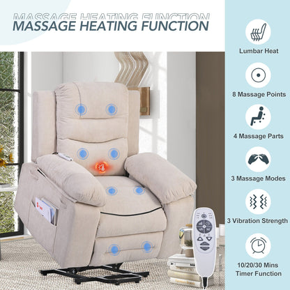 Massage Reclinerpower Lift Chair For Elderly With Adjustable Massage And Heating Function