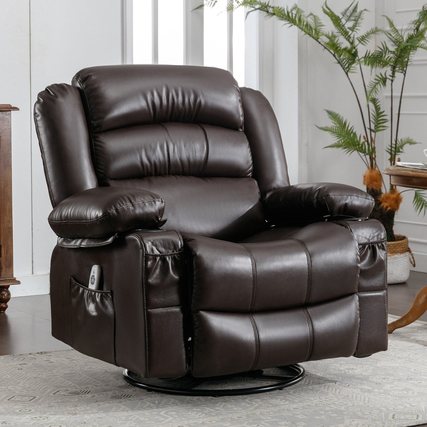 Massage Swivel Rocker Recliner Chair with Vibration Massage