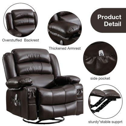 Massage Swivel Rocker Recliner Chair with Vibration Massage