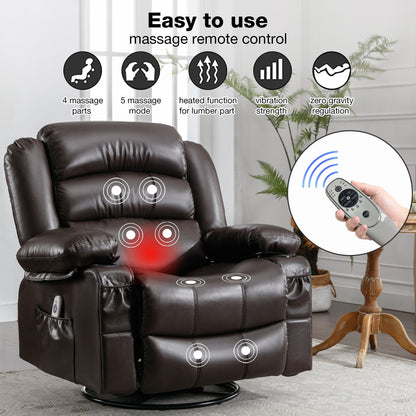 Massage Swivel Rocker Recliner Chair with Vibration Massage