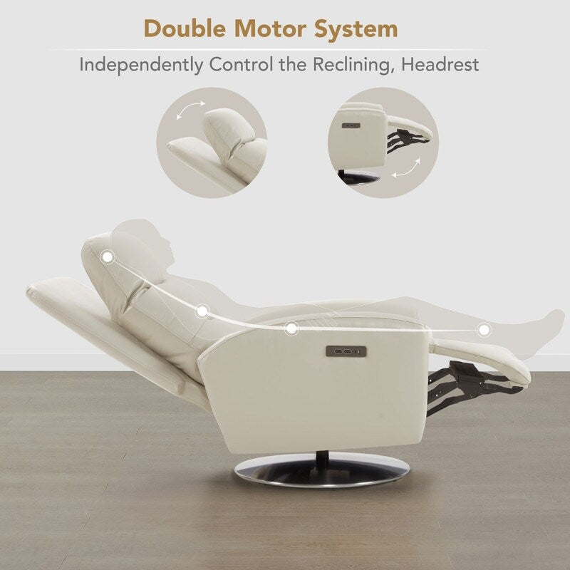 Mateo Dual Motor Power Swivel Recliner Lounge Chair