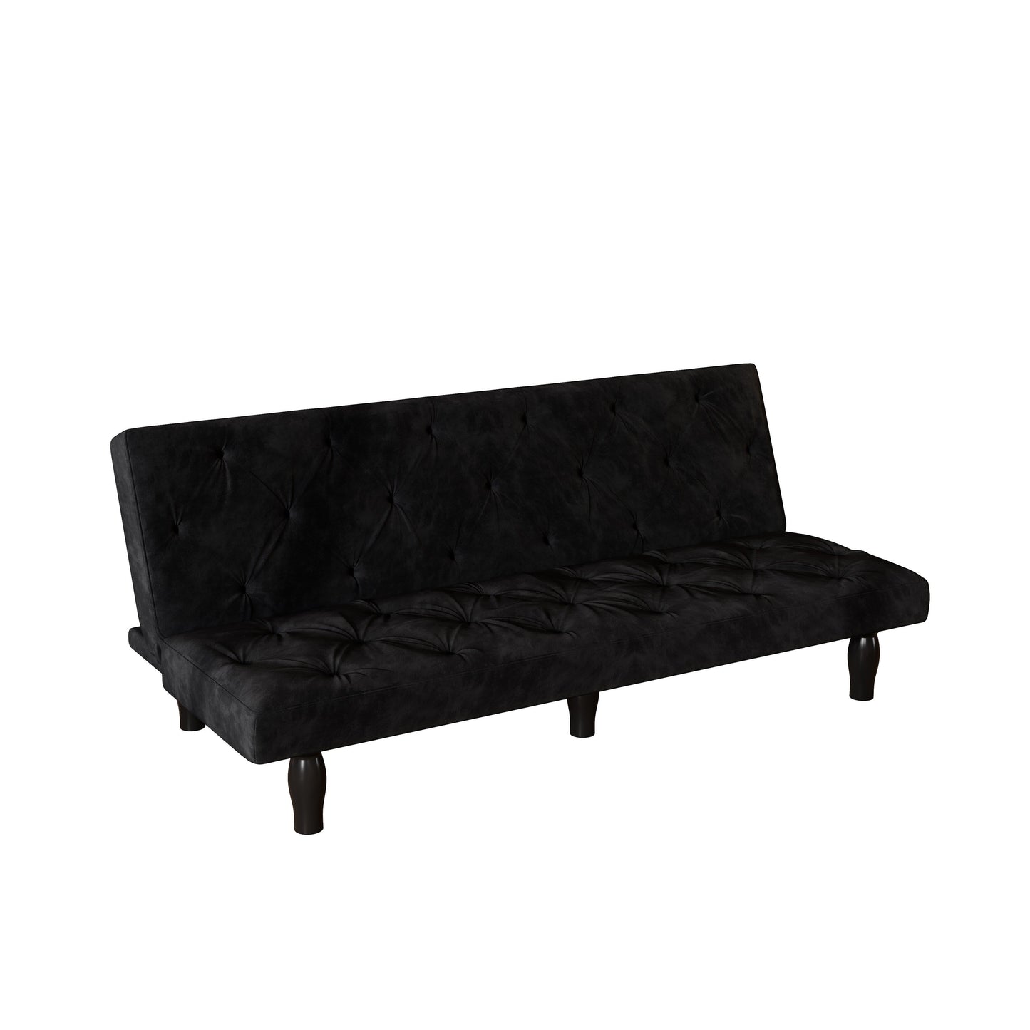 Matt Black 66 Velvet 3-seater Sofa Bed with Sturdy Wood Frame and High Elastic Foam Cushion for Living Room