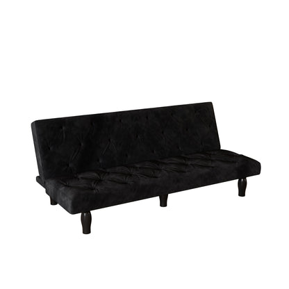 Matt Black Velvet 3-seater Sofa Bed with Wood Frame
