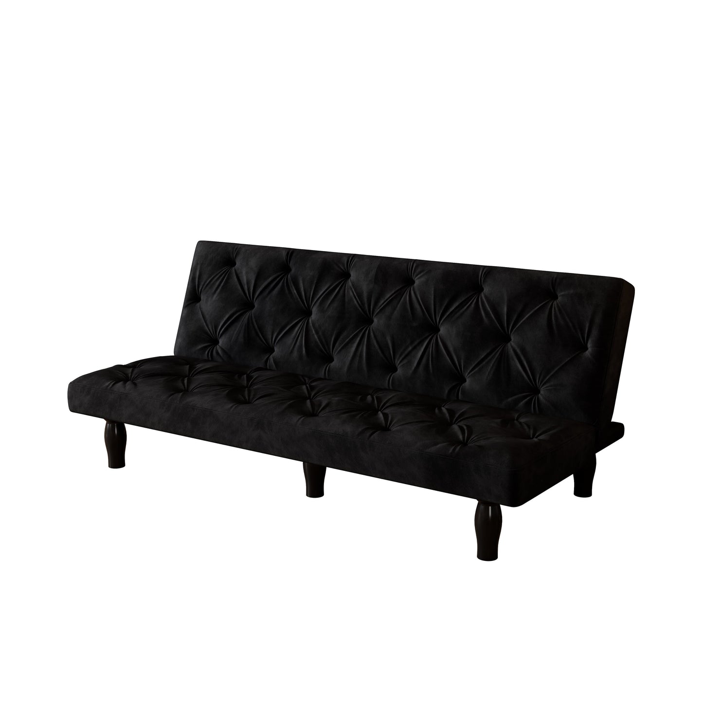Matt Black Velvet 3-seater Sofa Bed with Wood Frame
