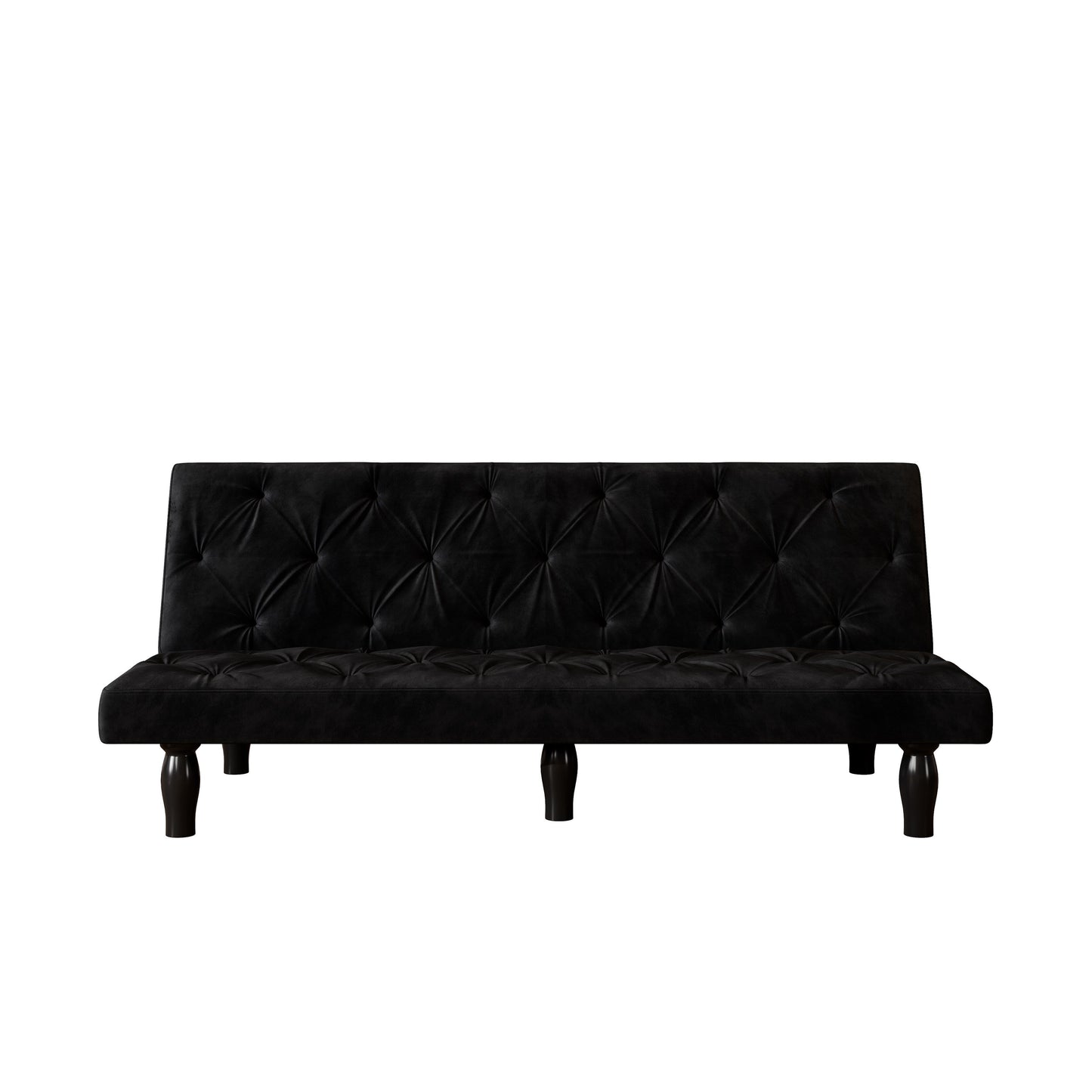 Matt Black Velvet 3-seater Sofa Bed with Wood Frame