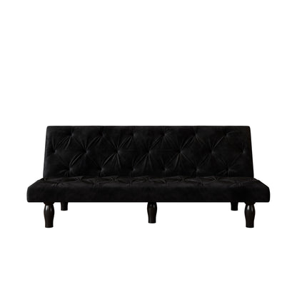 Matt Black Velvet 3-seater Sofa Bed with Wood Frame