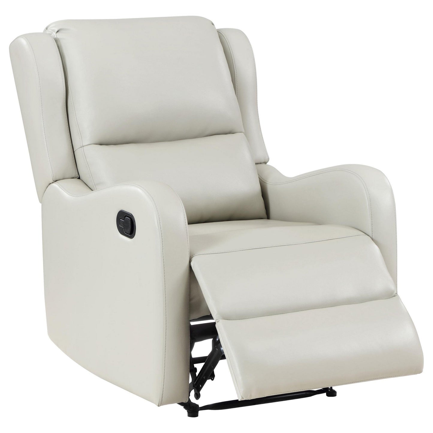 Mayra Manual Recliner Chair, English Arms, Plush Ivory Faux Leather