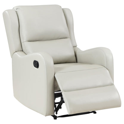 Mayra Manual Recliner Chair, English Arms, Plush Ivory Faux Leather