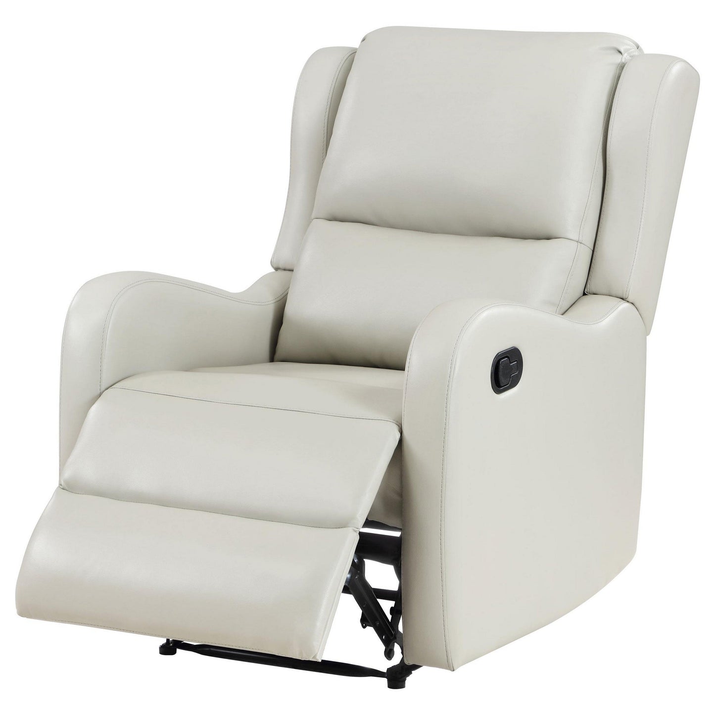Mayra Manual Recliner Chair, English Arms, Plush Ivory Faux Leather