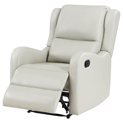Mayra Manual Recliner Chair, English Arms, Plush Ivory Faux Leather