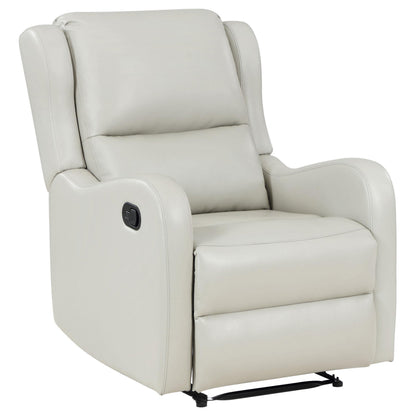 Mayra Manual Recliner Chair, English Arms, Plush Ivory Faux Leather