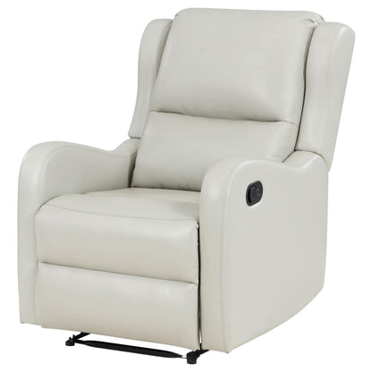 Mayra Manual Recliner Chair, English Arms, Plush Ivory Faux Leather
