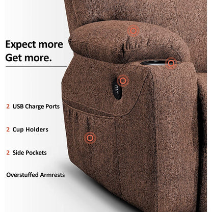 MCombo Electric Power Lift Recliner Chair Sofa with Massage and Heat, 3 Positions, USB Ports, Fabric 7040