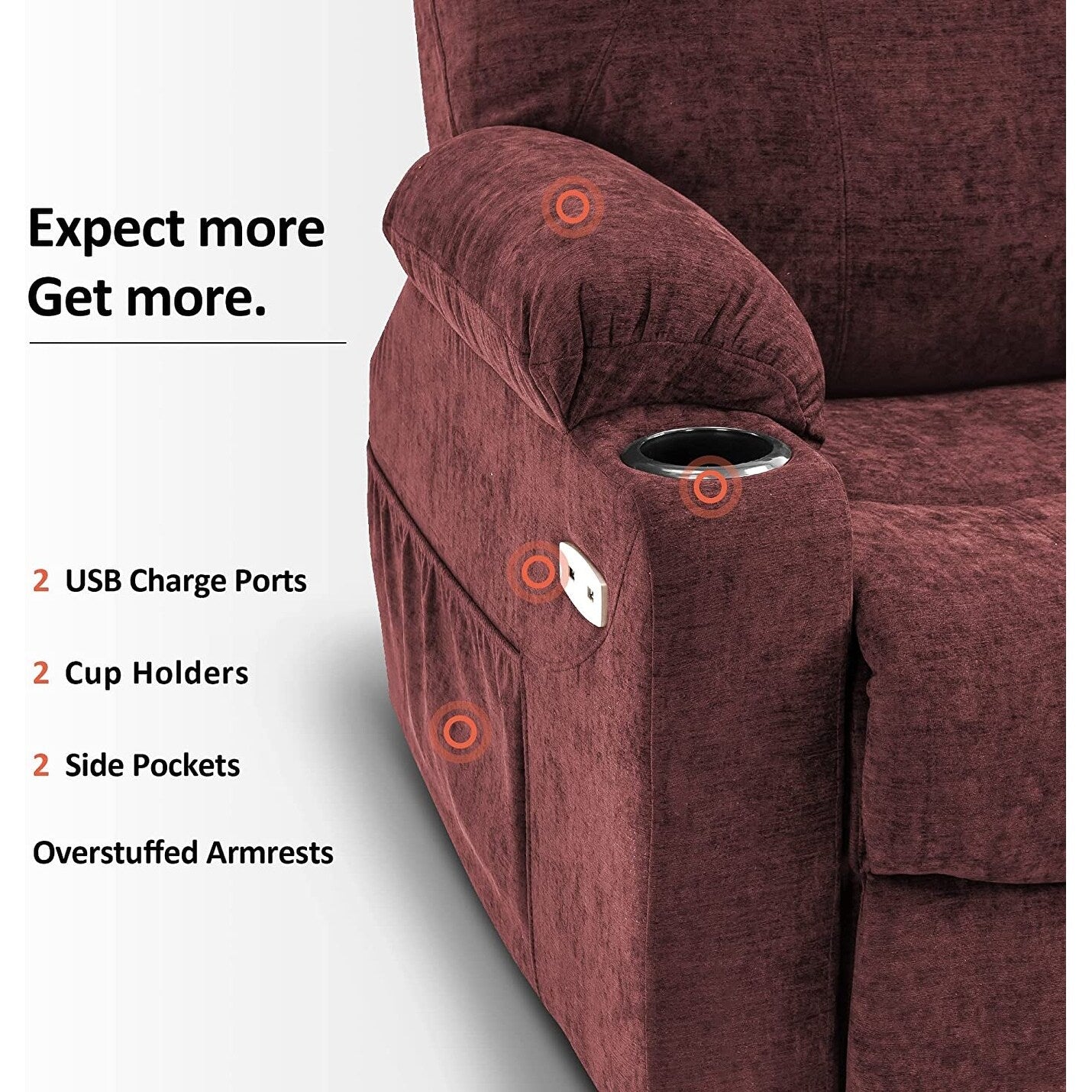 MCombo Electric Power Lift Recliner Chair Sofa with Massage and Heat, 3 Positions, USB Ports, Fabric 7040
