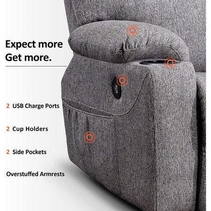 MCombo Electric Power Lift Recliner Chair Sofa with Massage and Heat, 3 Positions, USB Ports, Fabric 7040