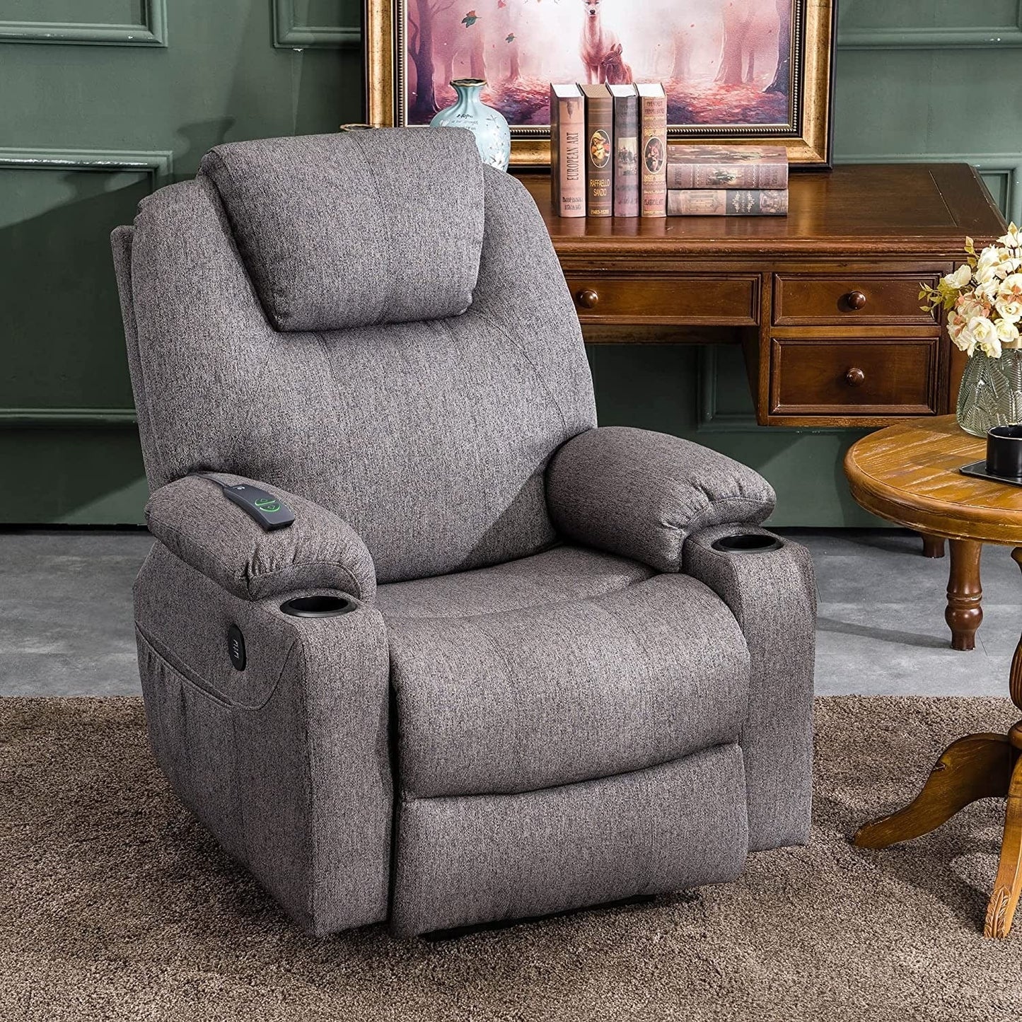 MCombo Electric Power Lift Recliner Chair Sofa with Massage and Heat, 3 Positions, USB Ports, Fabric 7040